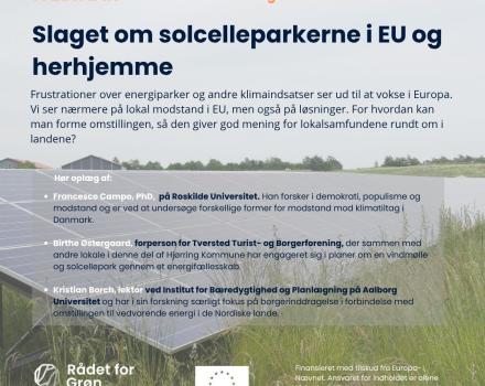 Online webinar "The battle over solar parks in the EU and in Denmark" banner
